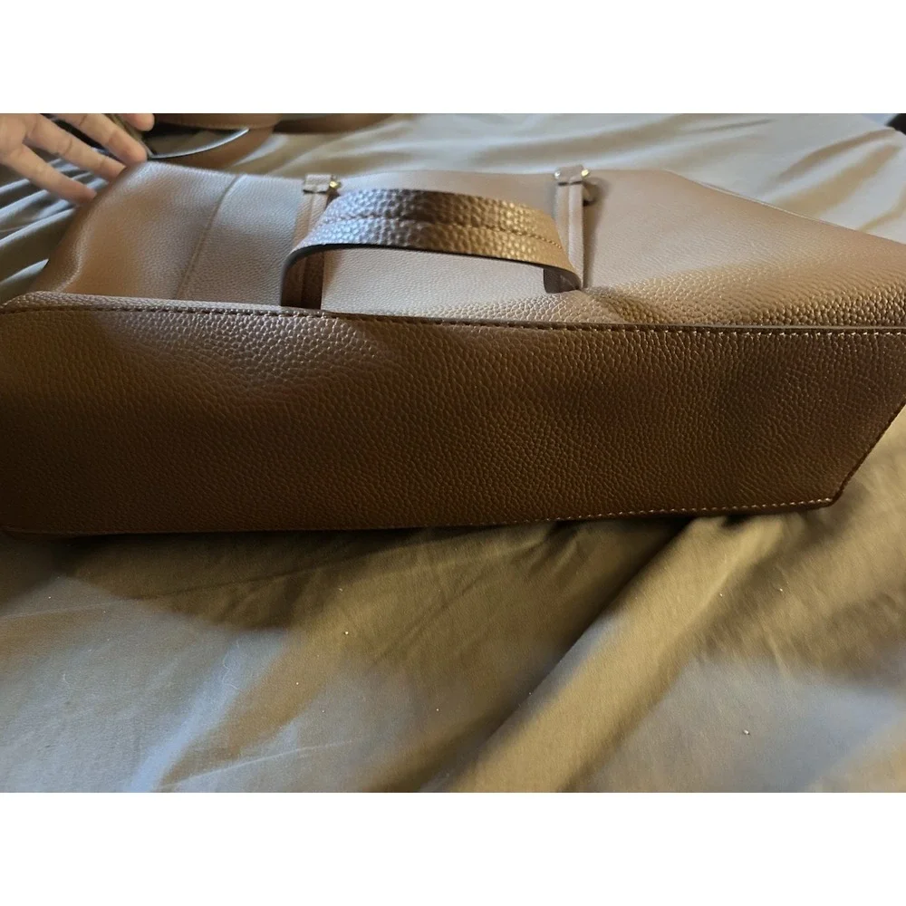 Nanette‎ Lepore Pebbled Leather Zip-Top Tote Brown!